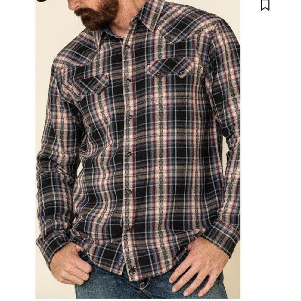 Moonshine Spirit Western Flannel Shirt Men’s XL Plaid Snap Button